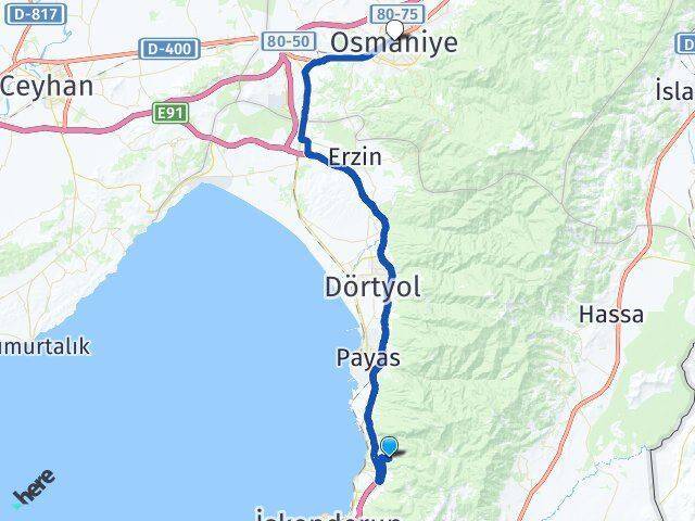 Akarca Osmaniye Arası Kaç Km - Yol Tarifi