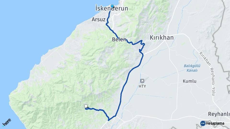 Hatay İskenderun Antakya Arası Kaç Km - Yol Haritası