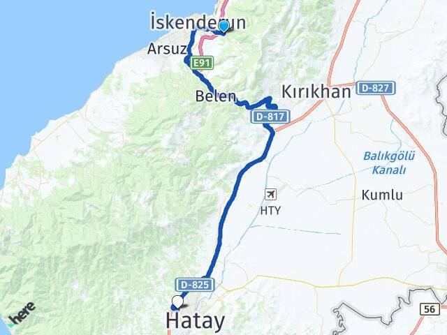 Aşkarbeyli Antakya Otogarı Arası Kaç Km - Yol Tarifi