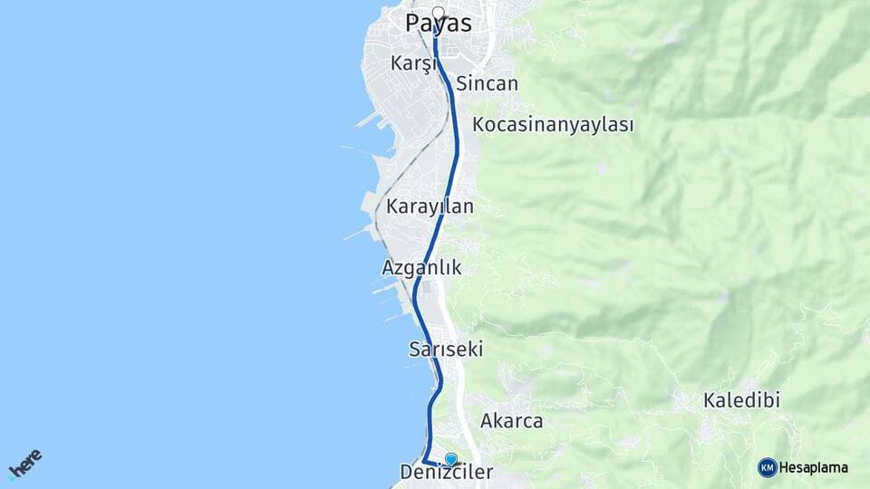 Denizciler Payas Arası Kaç Km - Yol Tarifi