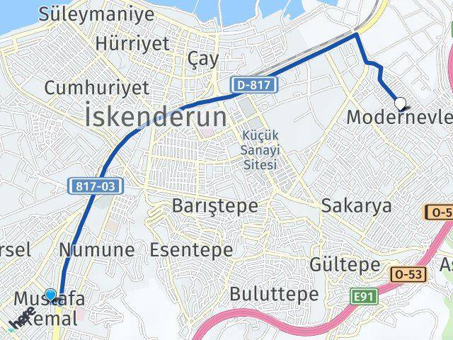 Mustafa Kemal Modernevler Arası Kaç Km - Yol Tarifi