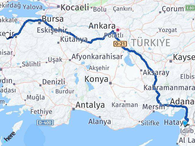 Hatay İvrindi Balıkesir Arası Kaç Km - Yol Haritası