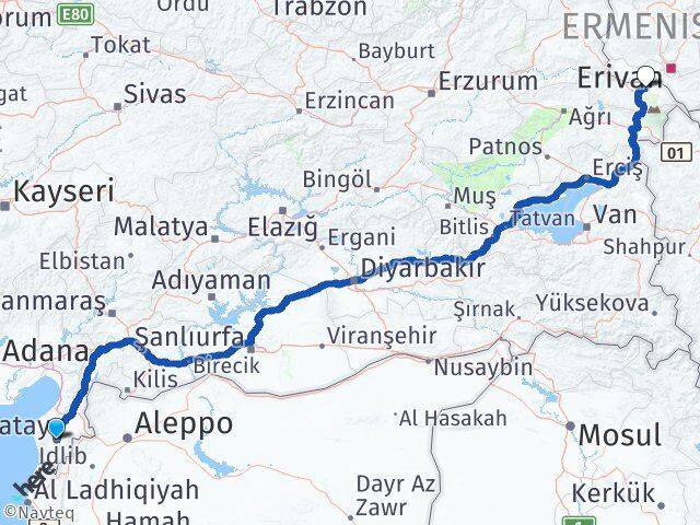 Hatay Karakoyunlu Iğdır Arası Kaç Km - Yol Haritası