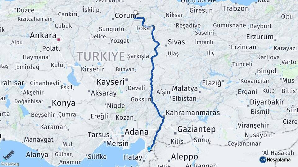 Hatay Kırıkhan Amasya Arası Kaç Km - Yol Haritası