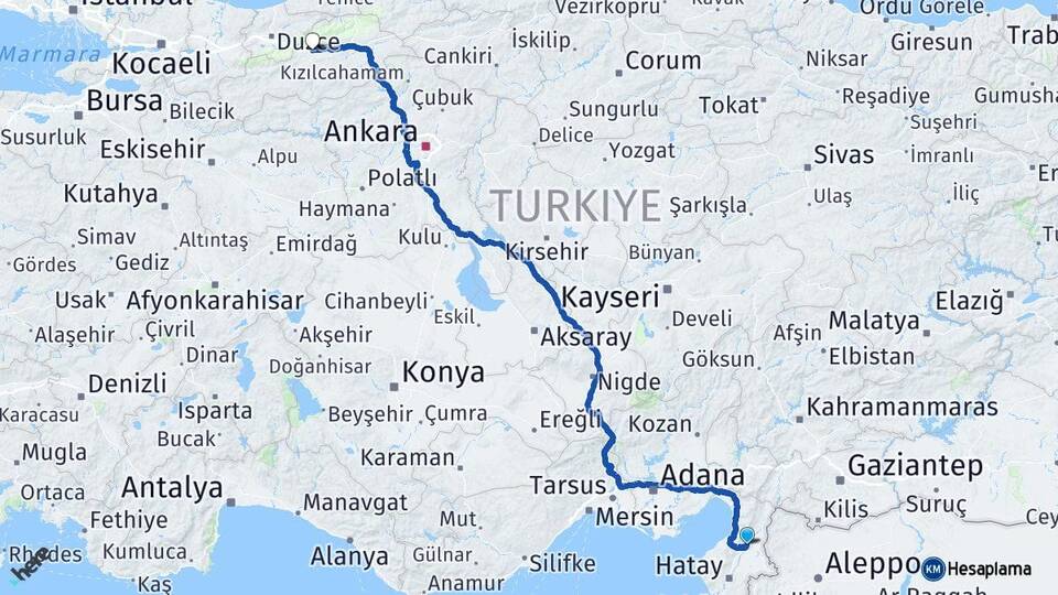 Hatay Kırıkhan Bolu Arası Kaç Km - Yol Haritası