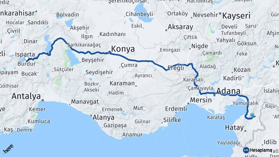 Hatay Kırıkhan Burdur Arası Kaç Km - Yol Haritası