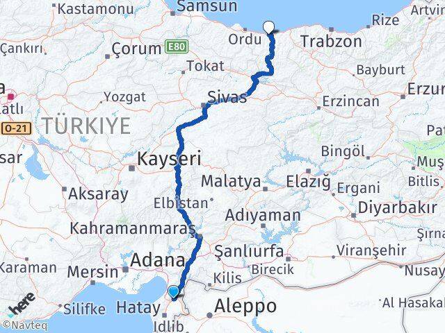 Hatay Kırıkhan Giresun Arası Kaç Km - Yol Haritası