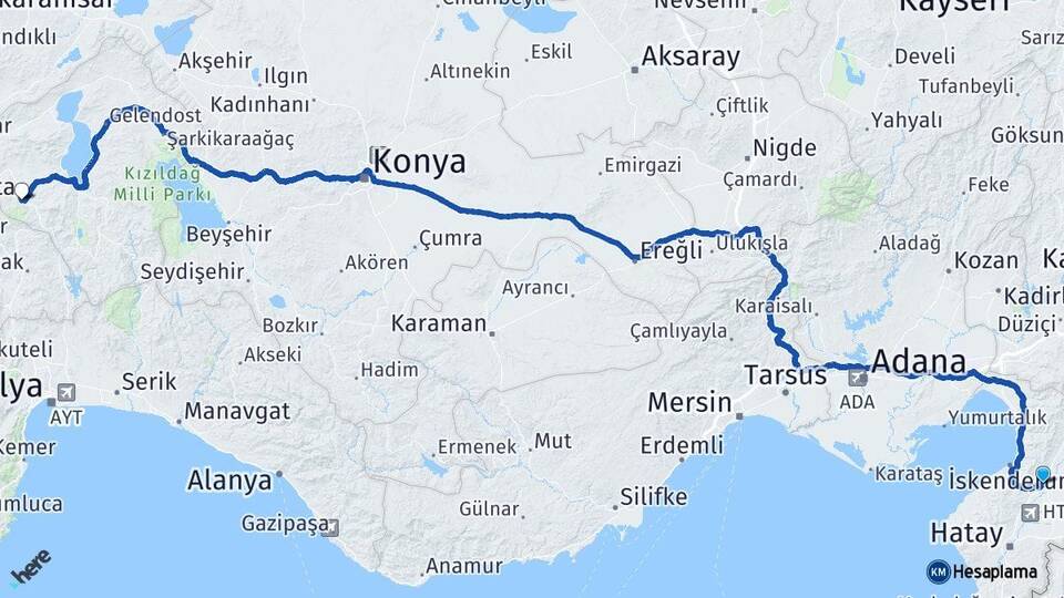 Hatay Kırıkhan Isparta Arası Kaç Km - Yol Haritası