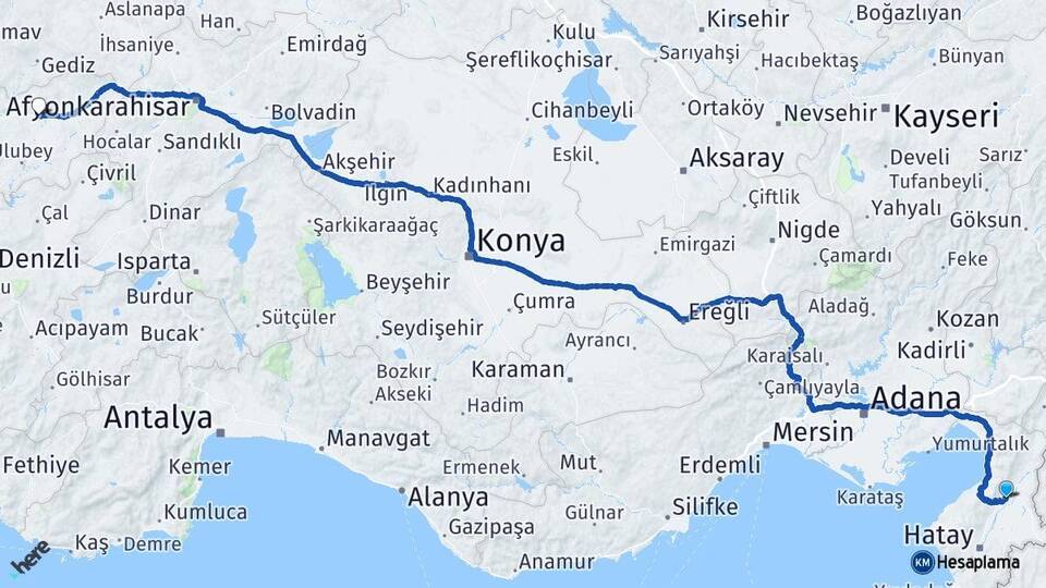 Hatay Kırıkhan Uşak Arası Kaç Km - Yol Haritası
