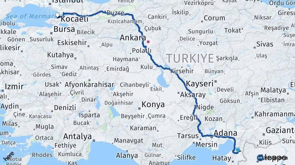 Hatay Kırıkhan Yalova Arası Kaç Km - Yol Haritası