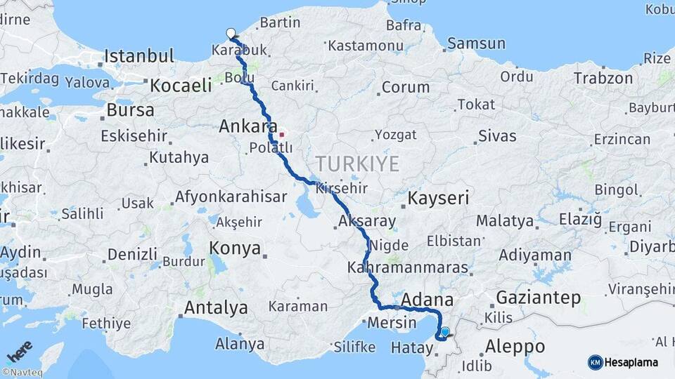 Hatay Kırıkhan Zonguldak Arası Kaç Km - Yol Haritası