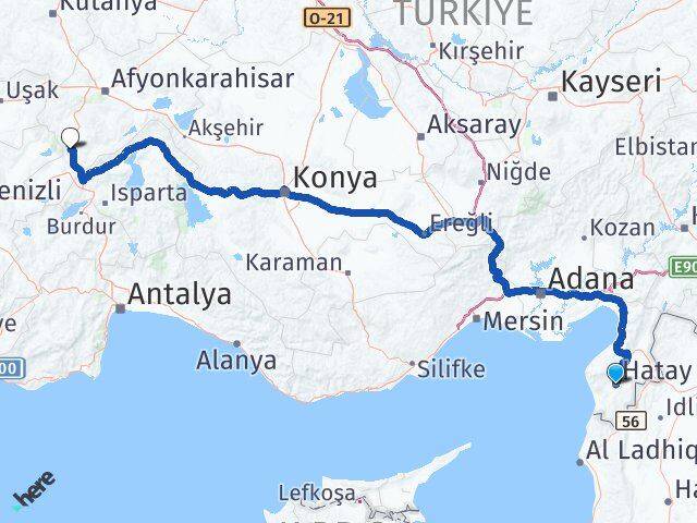 Hatay Kızılören Afyonkarahisar Arası Kaç Km - Yol Haritası