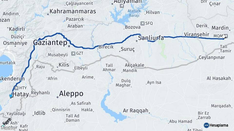 Hatay Kızıltepe Mardin Arası Kaç Km - Yol Haritası