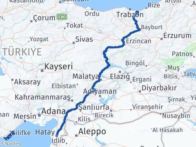 Hatay Köprübaşı Trabzon Arası Kaç Km - Yol Haritası