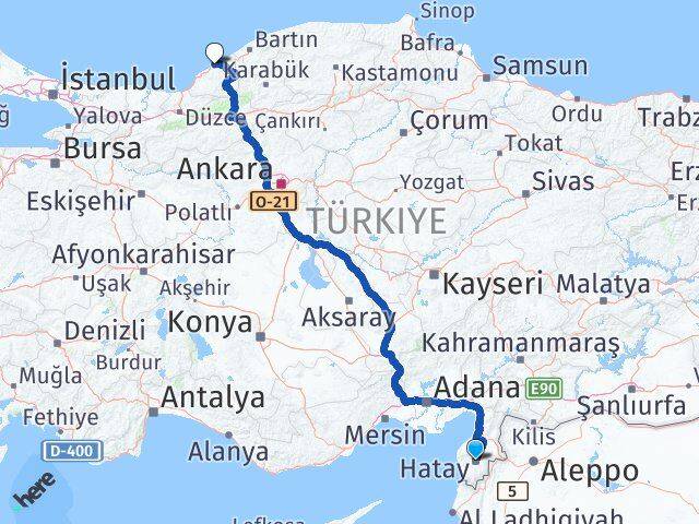 Hatay Kozlu Zonguldak Arası Kaç Km - Yol Haritası