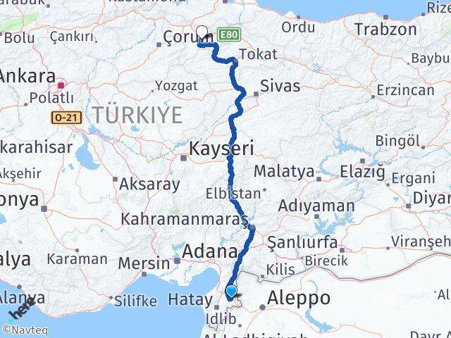 Hatay Kumlu Amasya Arası Kaç Km - Yol Haritası