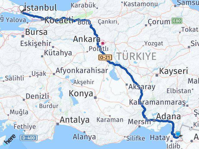 Hatay Kumlu İstanbul Arası Kaç Km - Yol Haritası