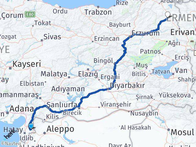 Hatay Kumlu Kars Arası Kaç Km - Yol Haritası