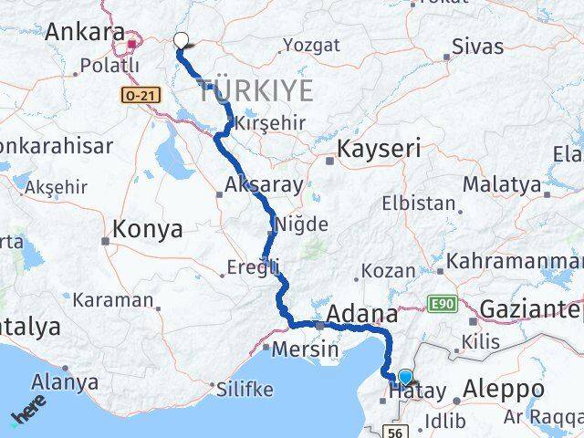 Hatay Kumlu Kırıkkale Arası Kaç Km - Yol Haritası