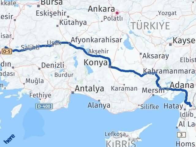 Hatay Kumlu Manisa Arası Kaç Km - Yol Haritası