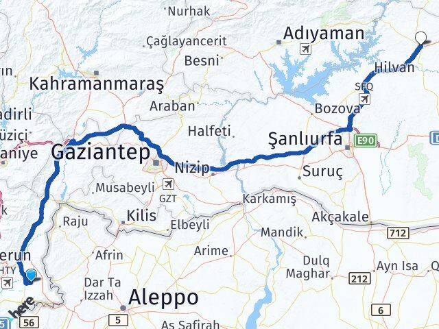 Hatay Kumlu Siverek Şanlıurfa Arası Kaç Km - Yol Haritası