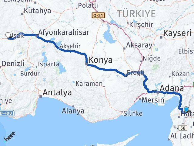 Hatay Kumlu Uşak Arası Kaç Km - Yol Haritası