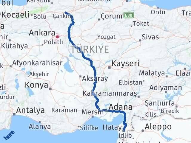 Hatay Kurşunlu Çankırı Arası Kaç Km - Yol Haritası