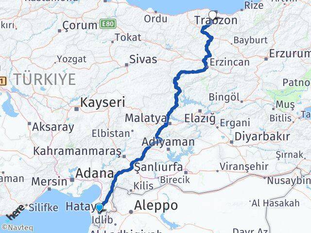 Hatay Maçka Trabzon Arası Kaç Km - Yol Haritası