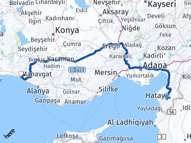 Hatay Manavgat Antalya Arası Kaç Km - Yol Haritası