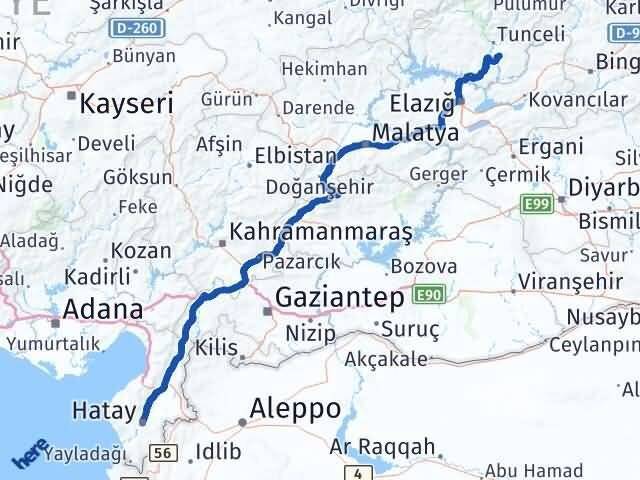 Hatay Mazgirt Tunceli Arası Kaç Km - Yol Haritası