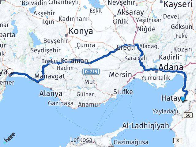 Hatay Muratpaşa Antalya Arası Kaç Km - Yol Haritası