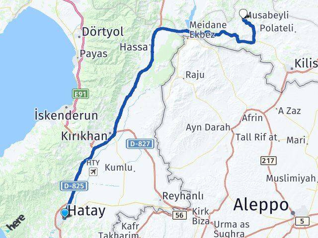 Hatay Musabeyli Kilis Arası Kaç Km - Yol Haritası