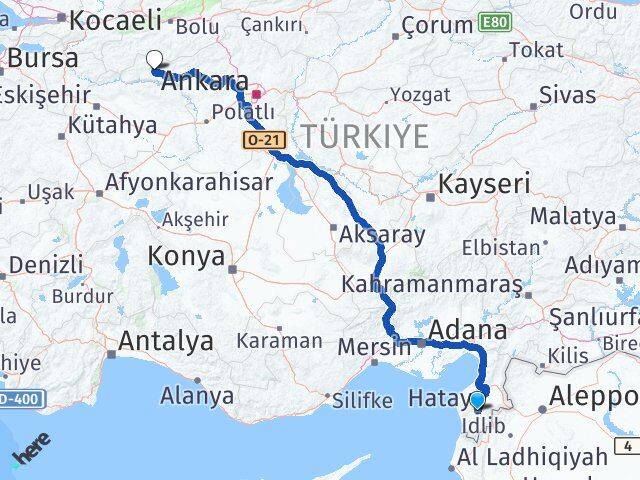 Hatay Nallıhan Ankara Arası Kaç Km - Yol Haritası
