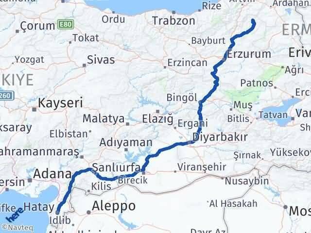 Hatay Olur Erzurum Arası Kaç Km - Yol Haritası