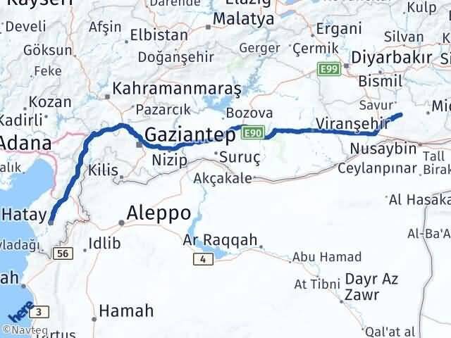 Hatay Ömerli Mardin Arası Kaç Km - Yol Haritası