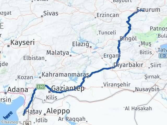 Hatay Pasinler Erzurum Arası Kaç Km - Yol Haritası