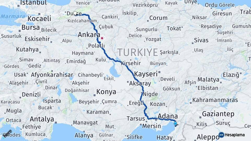 Hatay Payas Bolu Arası Kaç Km - Yol Haritası