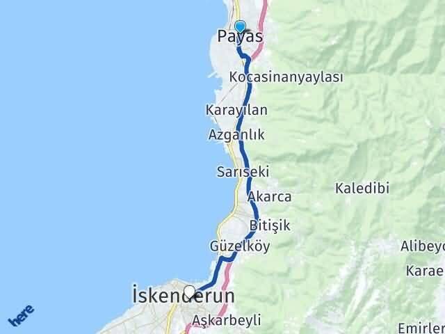 Hatay Payas Dumlupınar İskenderun Arası Kaç Km - Yol Haritası