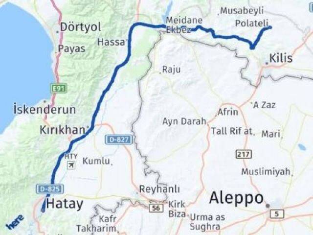 Hatay Polateli Kilis Arası Kaç Km - Yol Haritası