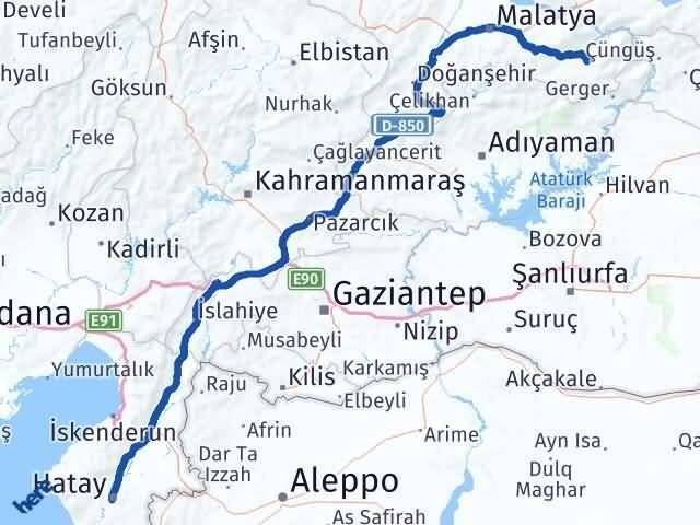 Hatay Pütürge Malatya Arası Kaç Km - Yol Haritası