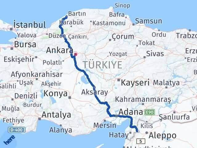 Hatay Reyhanlı Bartın Arası Kaç Km - Yol Haritası