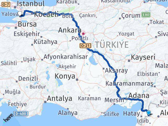 Hatay Reyhanlı Yalova Arası Kaç Km - Yol Haritası