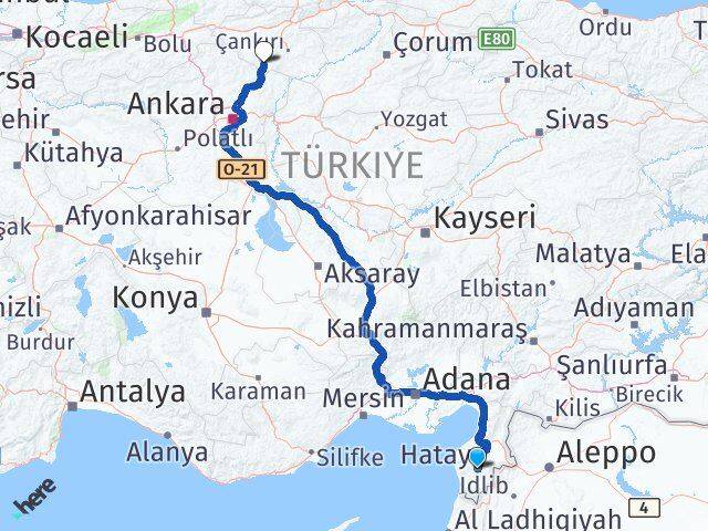 Hatay Şabanözü Çankırı Arası Kaç Km - Yol Haritası