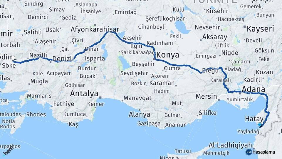 Samandağ Aydın Arası Kaç Km - Yol Tarifi