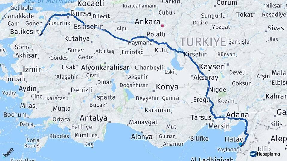 Samandağ Balıkesir Arası Kaç Km - Yol Tarifi