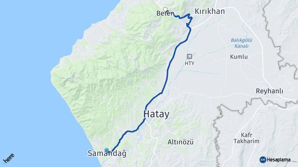 Hatay Samandağ Belen Arası Kaç Km - Yol Haritası