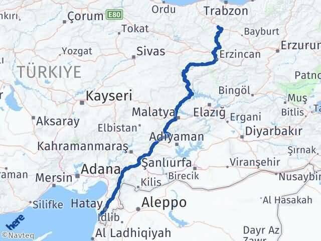 Hatay Samandağ Gümüşhane Arası Kaç Km - Yol Haritası