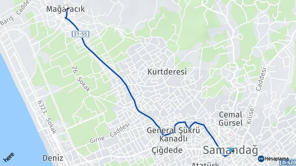 Hatay Samandağ Mağaracık Samandağ Arası Kaç Km - Yol Haritası