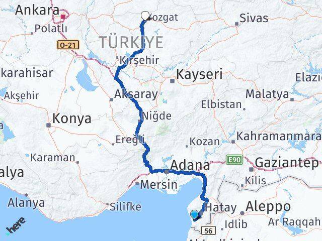 Hatay Samandağ Yozgat Arası Kaç Km - Yol Haritası