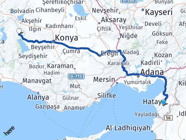 Hatay Şarkikaraağaç Isparta Arası Kaç Km - Yol Haritası